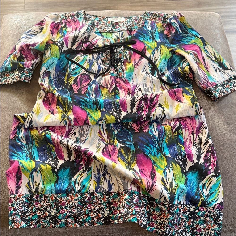 love, Fire Multicolor Feather Print Dress